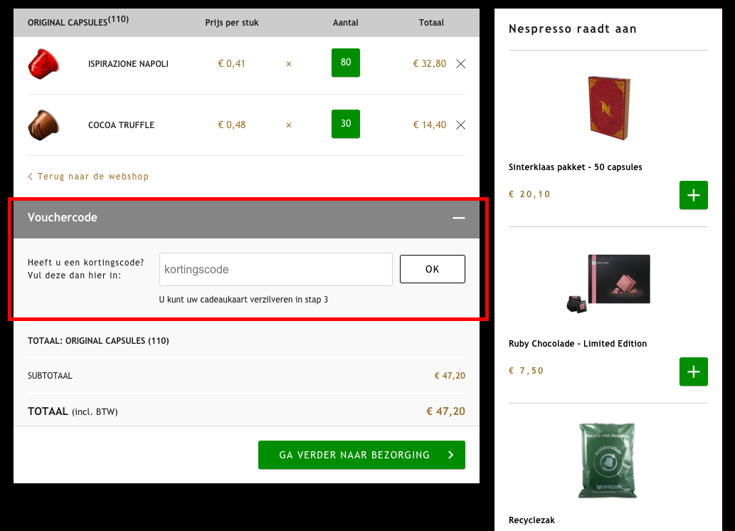 Nespresso kortingscode