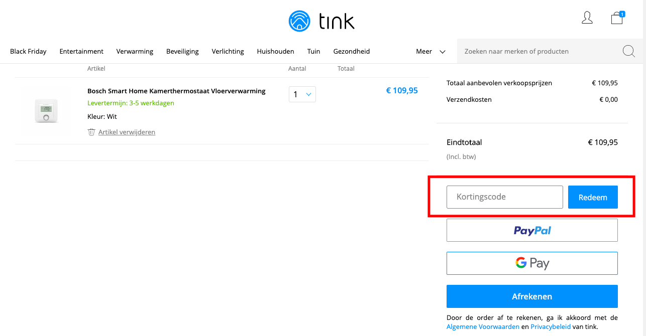 Tink kortingscode