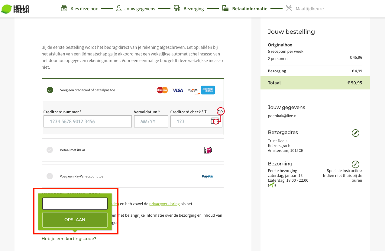 HelloFresh kortingscode