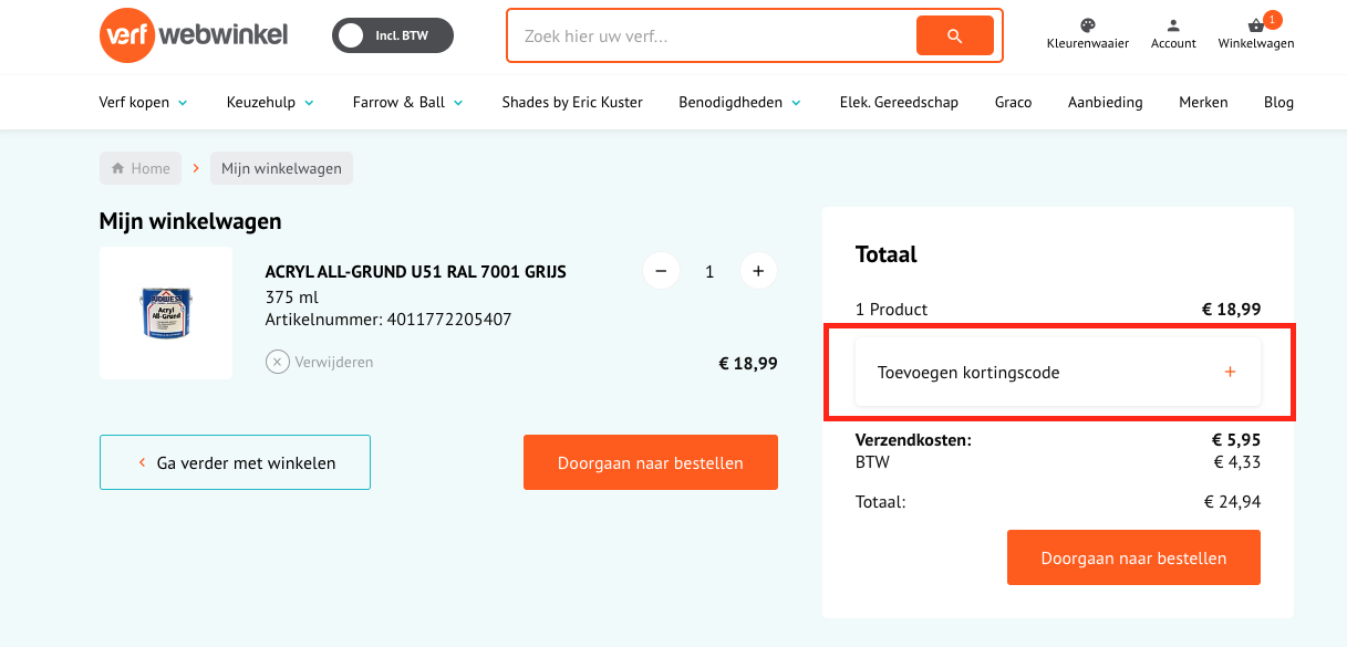 Verfwebwinkel kortingscode