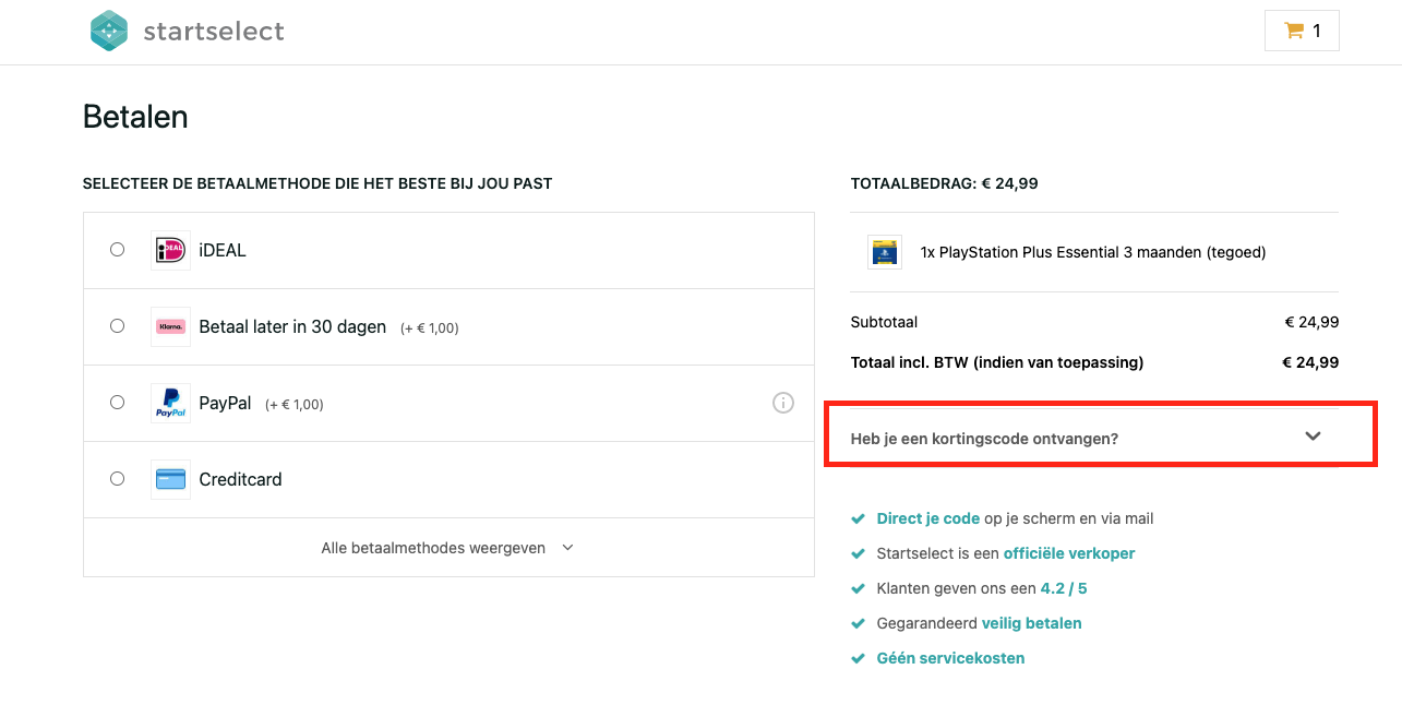 Startselect kortingscode