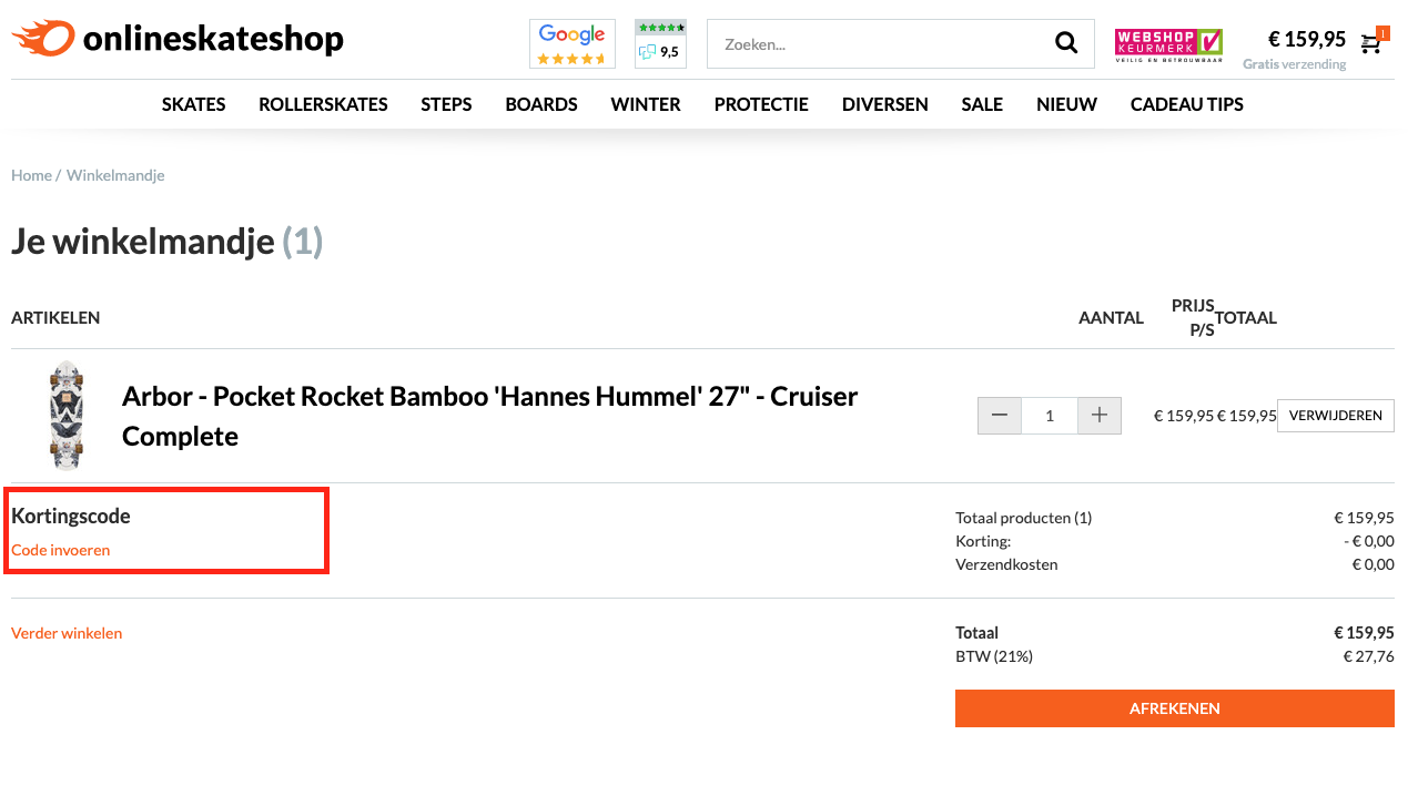 Onlineskateshop.nl kortingscode