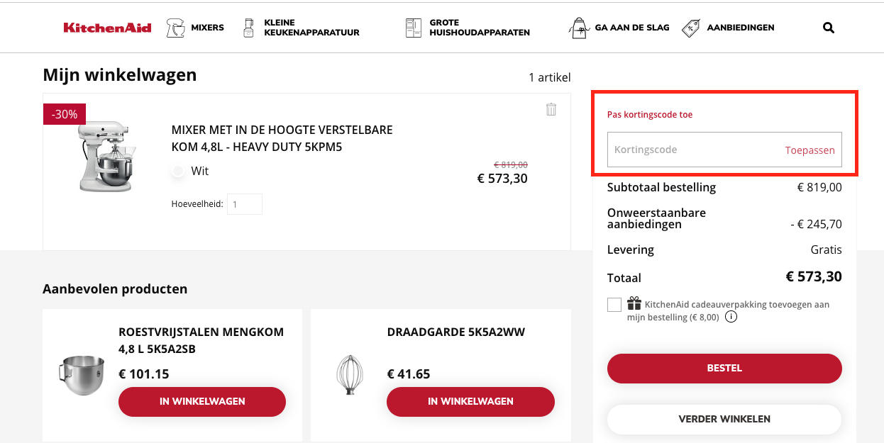KitchenAid kortingscode