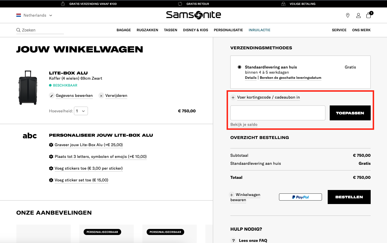 Samsonite kortingscode