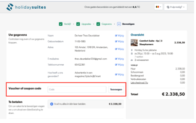 Holidaysuites kortingscode