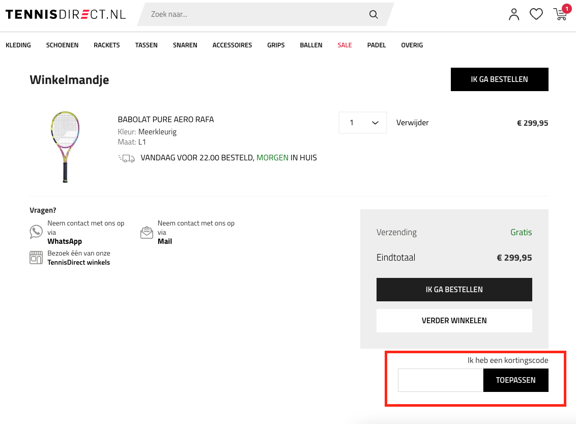 TennisDirect kortingscode