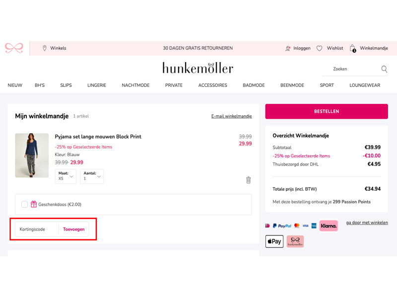 Hunkemöller kortingscode